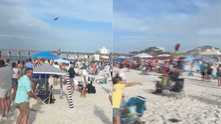 Blue Angels'ın Alçak Uçuşu Florida Sahilinde Şezlong ve Şemsiyeleri Havaya Savurdu