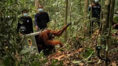 Nesli Tükenmekte Olan Orangutanlar Borneo Yangınları Sonrası Doğaya Salındı
