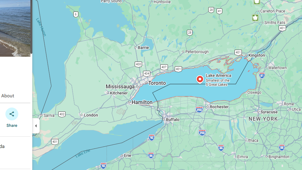 Ontario Gölü' ABD'de 'Amerika Gölü' oldu: Google Maps de güncellendi