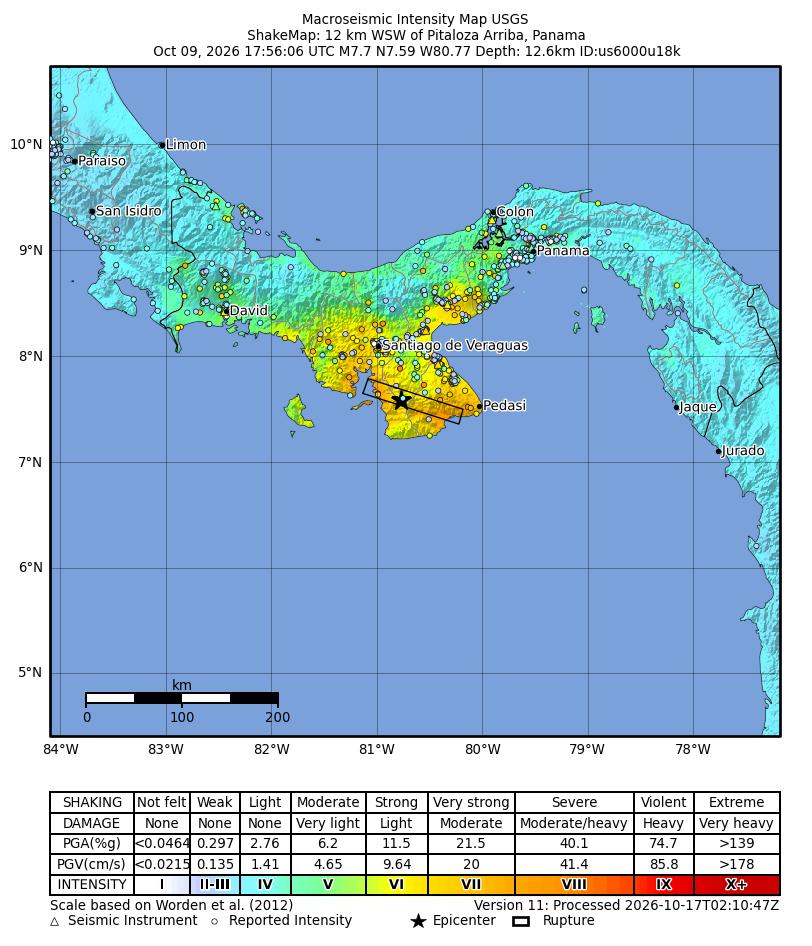 Panama'da 7.7'lik deprem paniği: katedral çöktü, tsunami uyarısı
