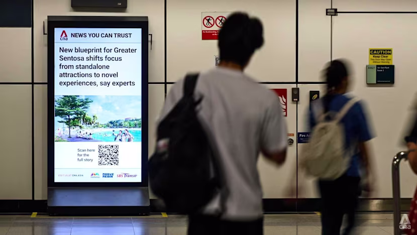 SBS Transit MRT İstasyonlarında CNA Haber Başlıkları Gösterilecek