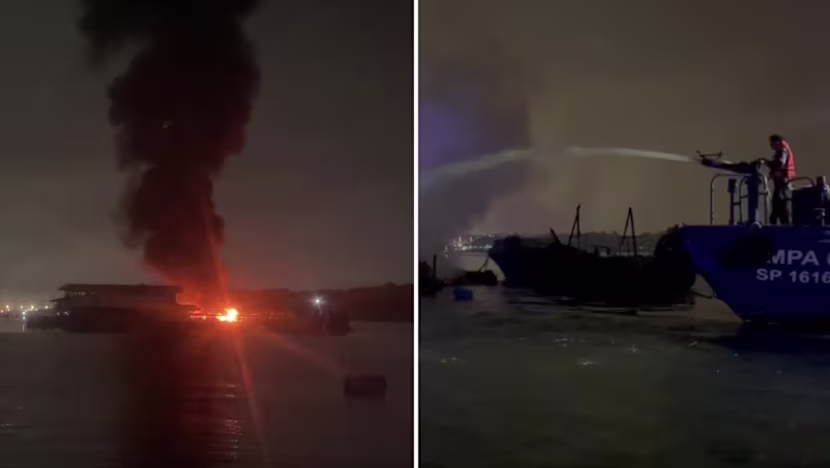 Singapur Açıklarında Levrek Çiftliğinde Yangın