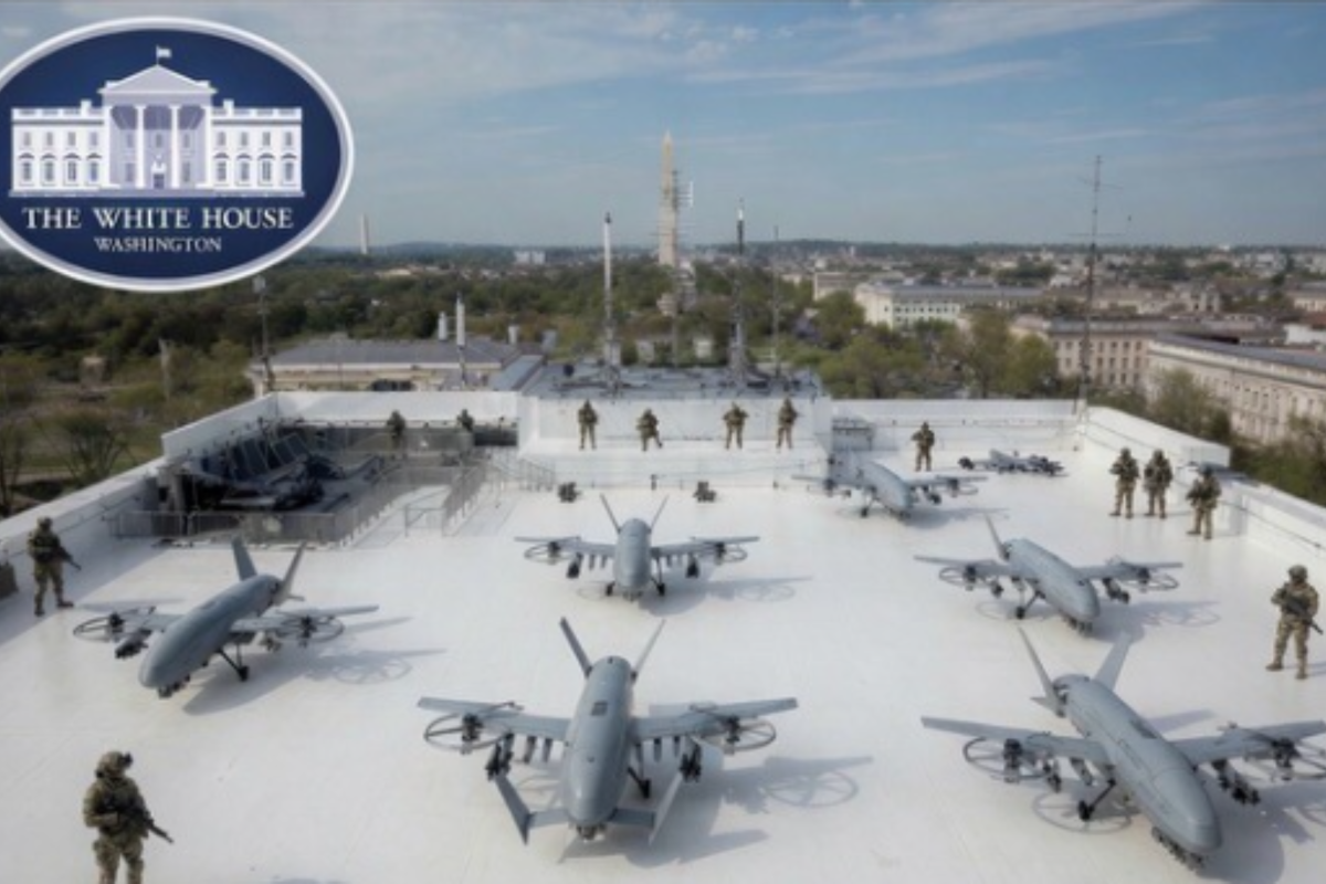 Trump, Beyaz Saray Çatısında Drone Üssü Görselini Paylaştı